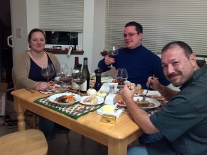 Enjoying wine with family