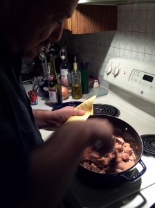 cooking beef bourguignon